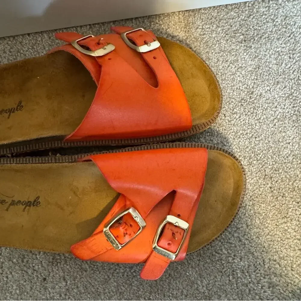 Free People Caravelle Cork Footbed Platform Boho Tiger Lily Sandal Slides 38